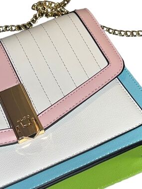Aldo Colorblock Chain Crossbody in Pink, White, Blue, Green